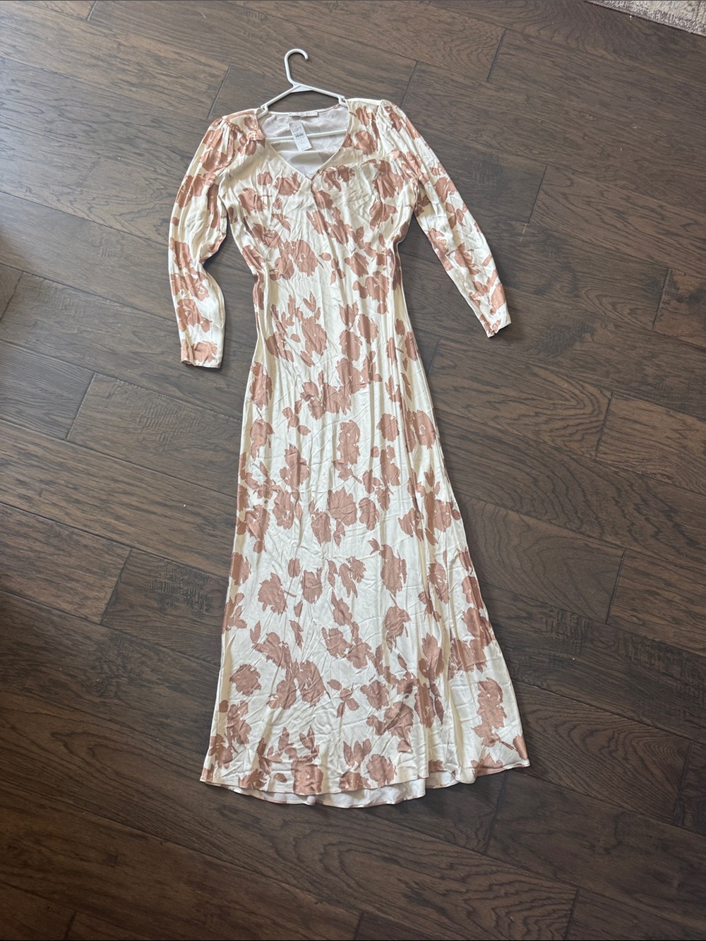 LOFT Cream Maxi Dress with Dusty Rose Floral Print
